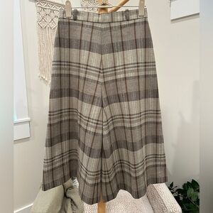Vintage Glen Sportswear Plaid Culotte Pants Wide Leg Neutral Small